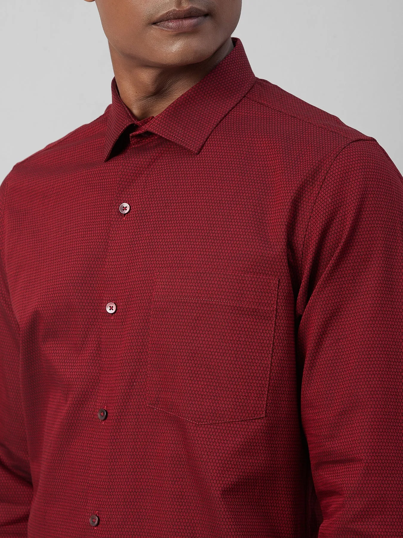 100% Cotton Maroon SLIM FIT Full Sleeve Dobby Formal Mens Shirts