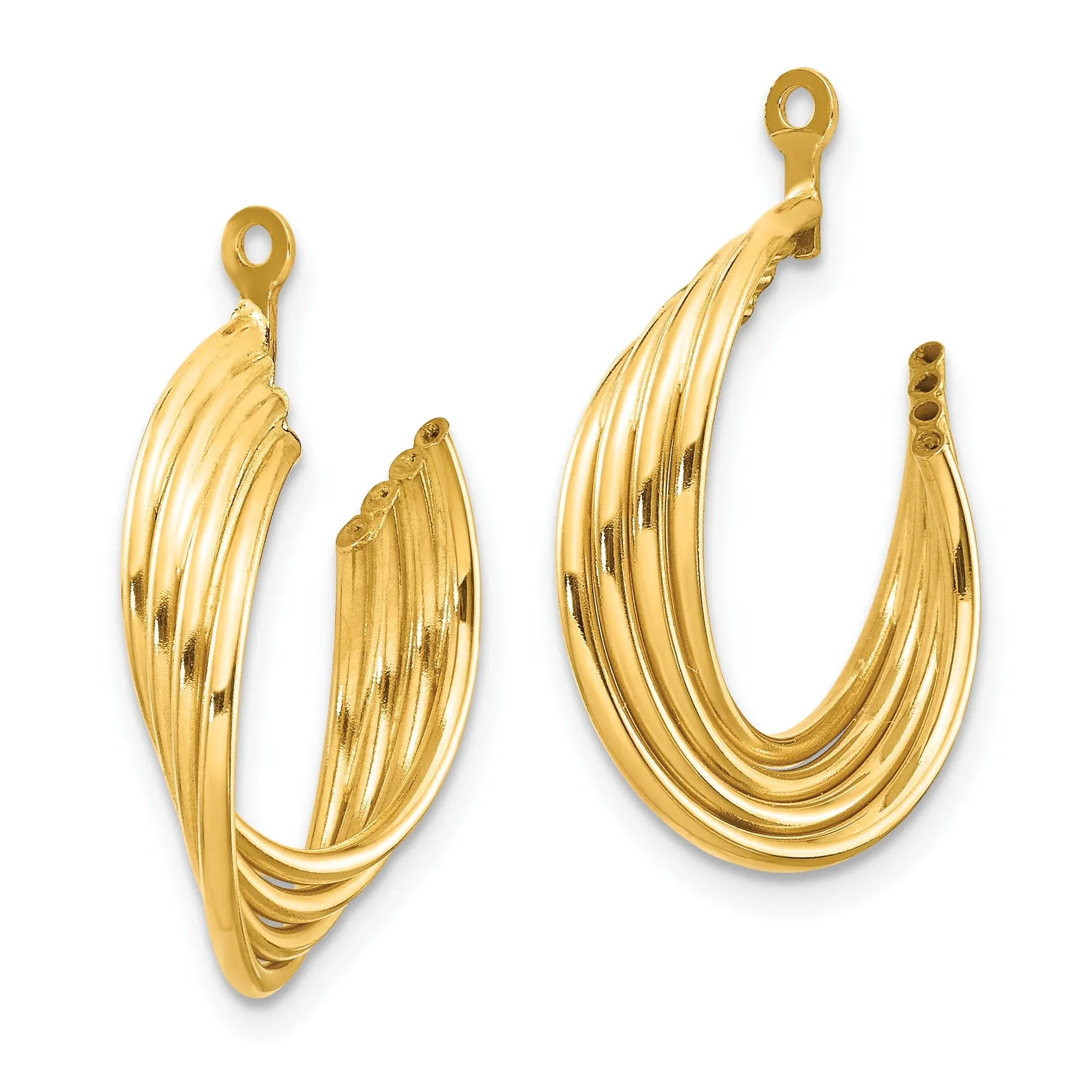 14k Yellow Gold Polished Hoop Earring Jackets