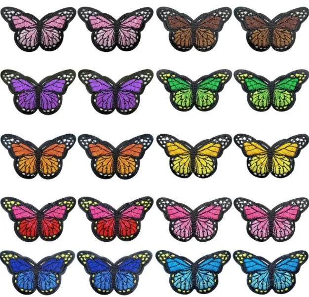 20 Pcs Butterfly Applique Iron on Patches - Embroidered Butterfly Patch - Dainty Girly Patches - For Clothing Jackets Hats Bags Scrapbook