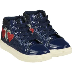 A DEE - Heart High Top Lace Trainer - Navy