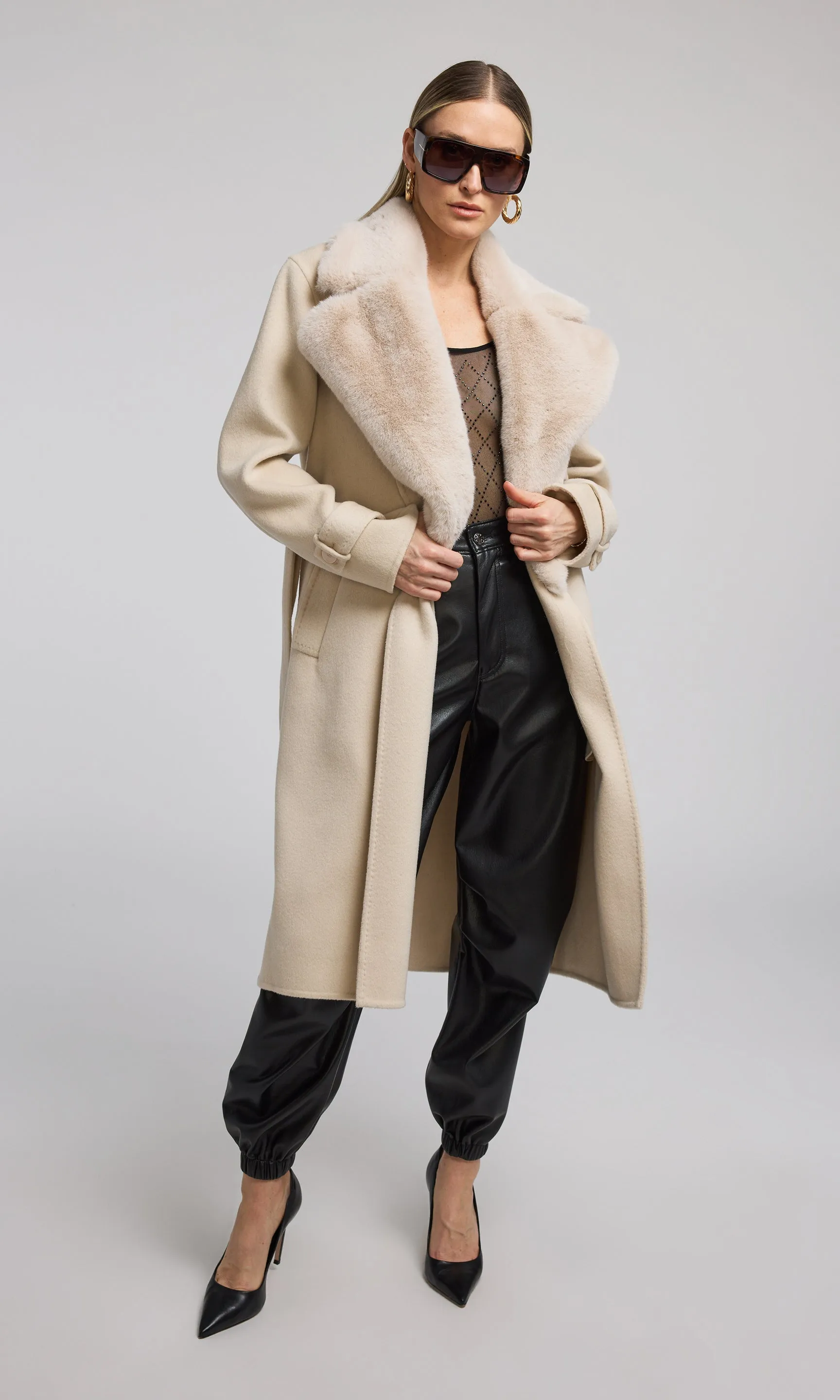 Annakin Faux Fur Collar Wool Coat