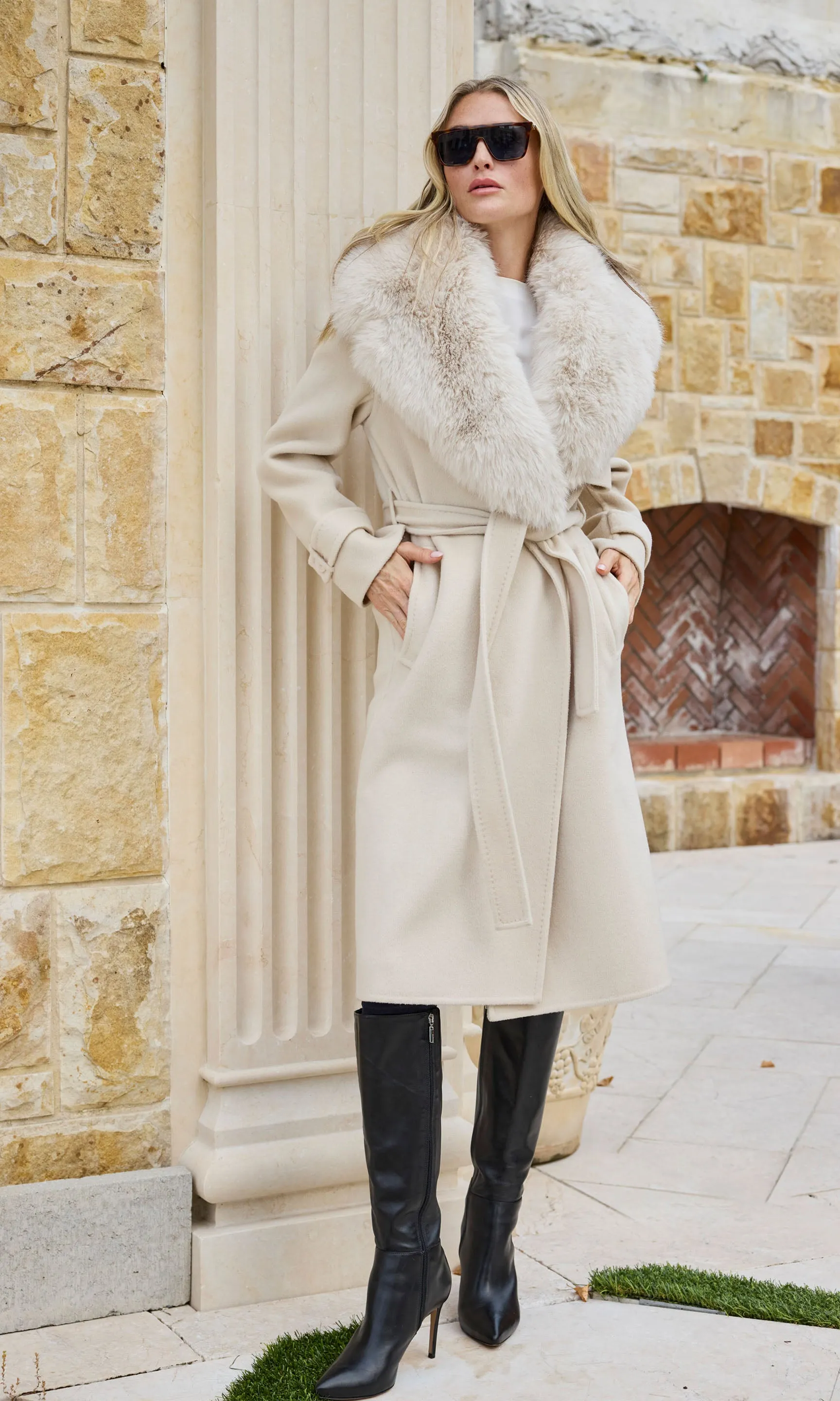 Annakin Faux Fur Collar Wool Coat