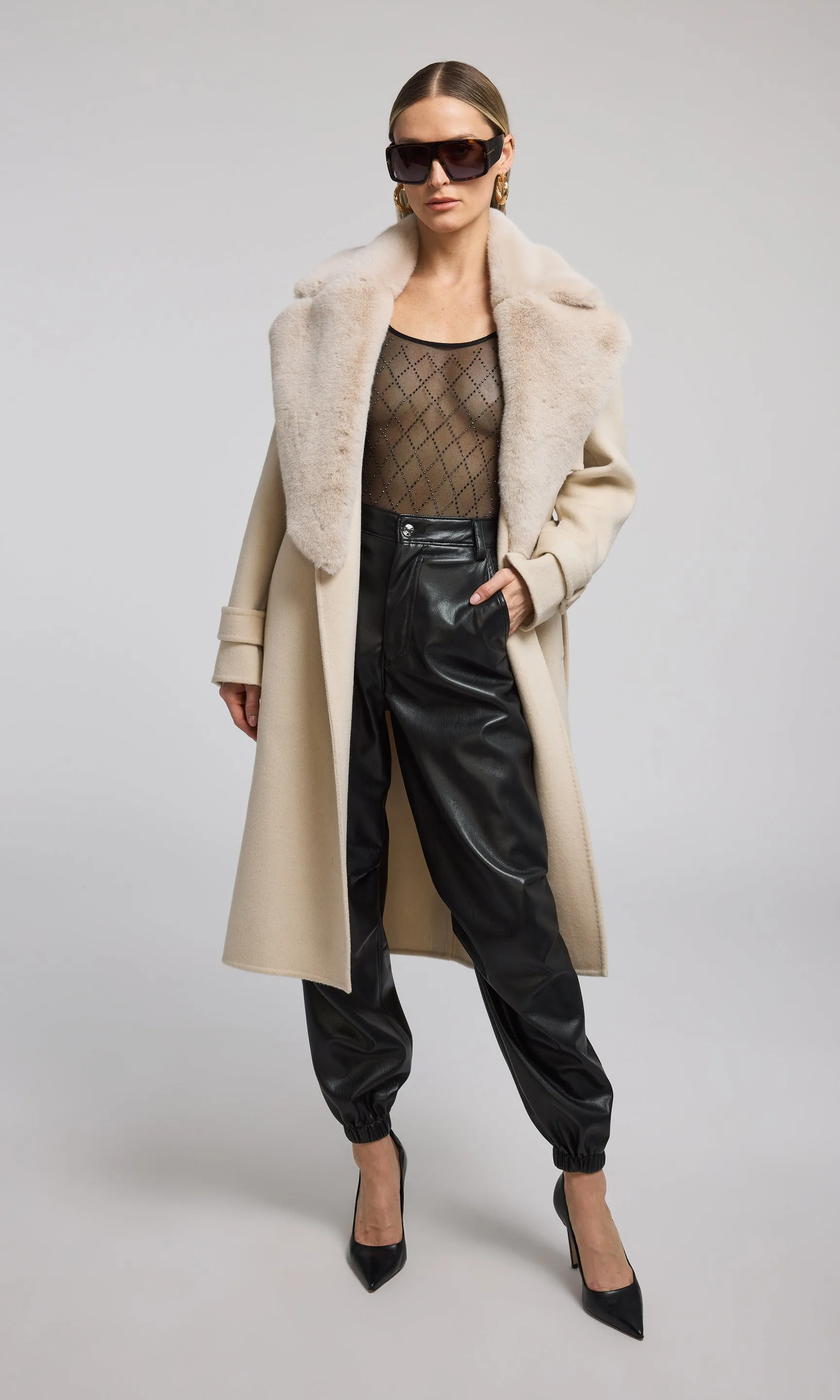 Annakin Faux Fur Collar Wool Coat