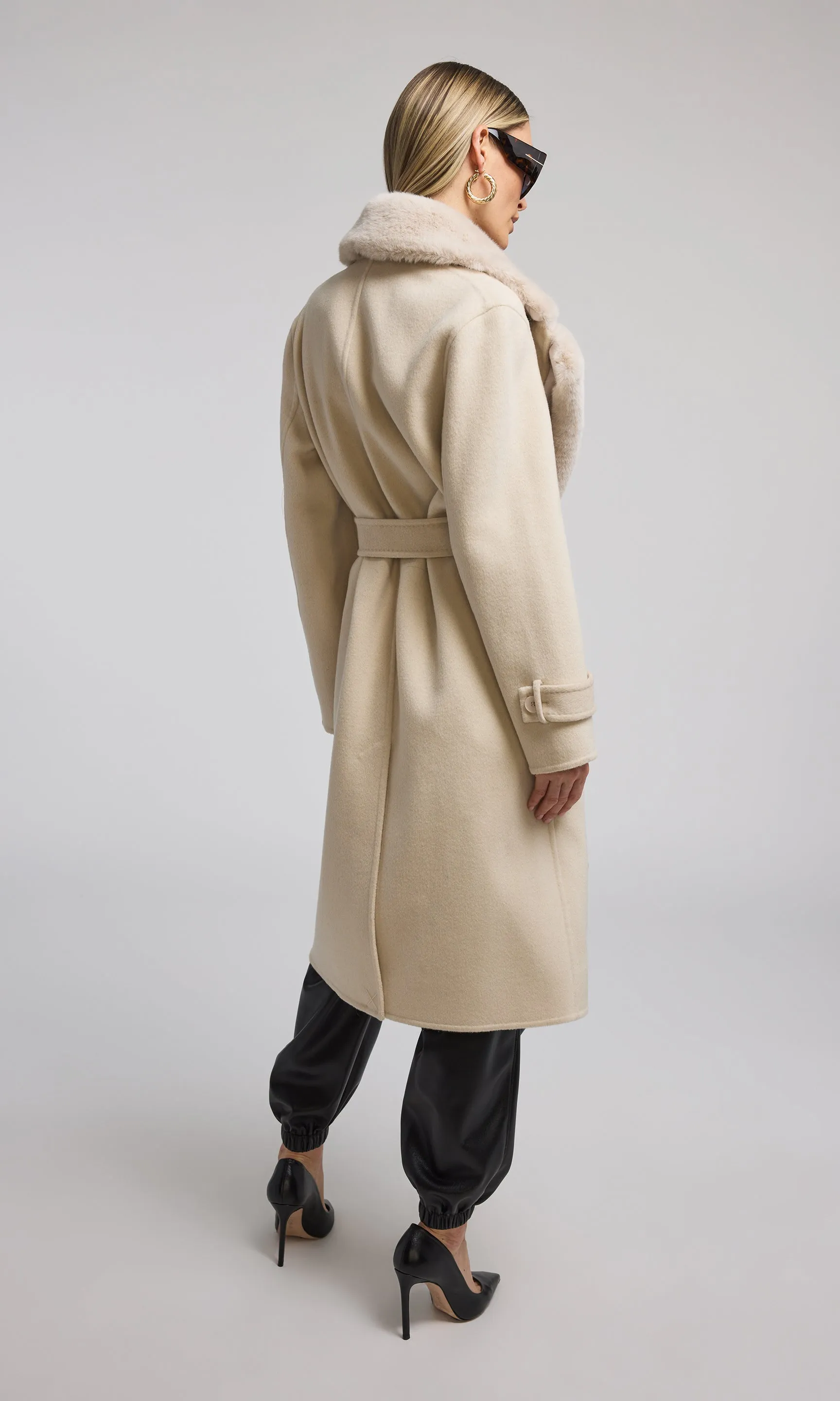 Annakin Faux Fur Collar Wool Coat