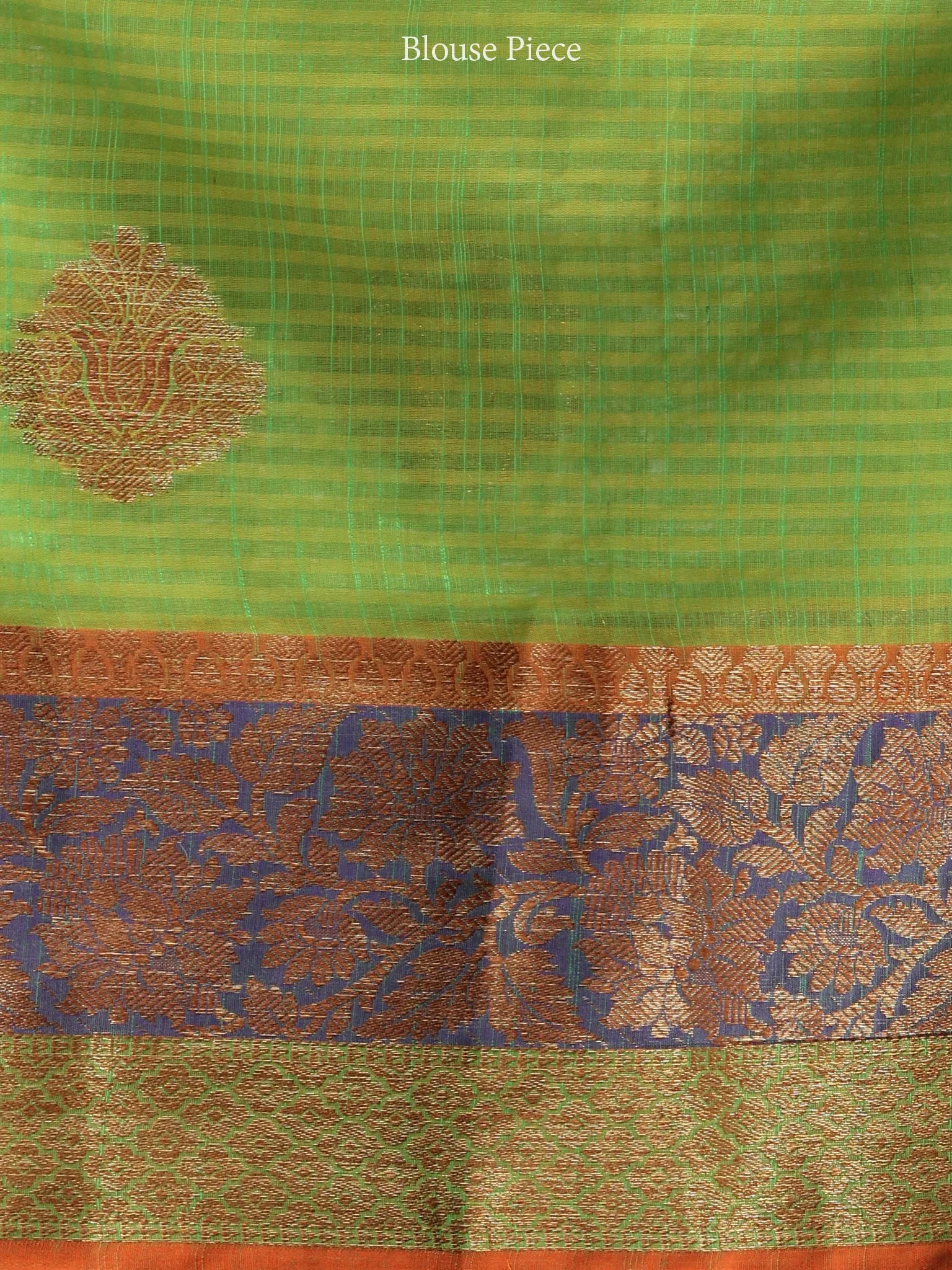 Banarasee Cotton Silk Saree With Zari Work - Light Green Blue & Gold - S031704434