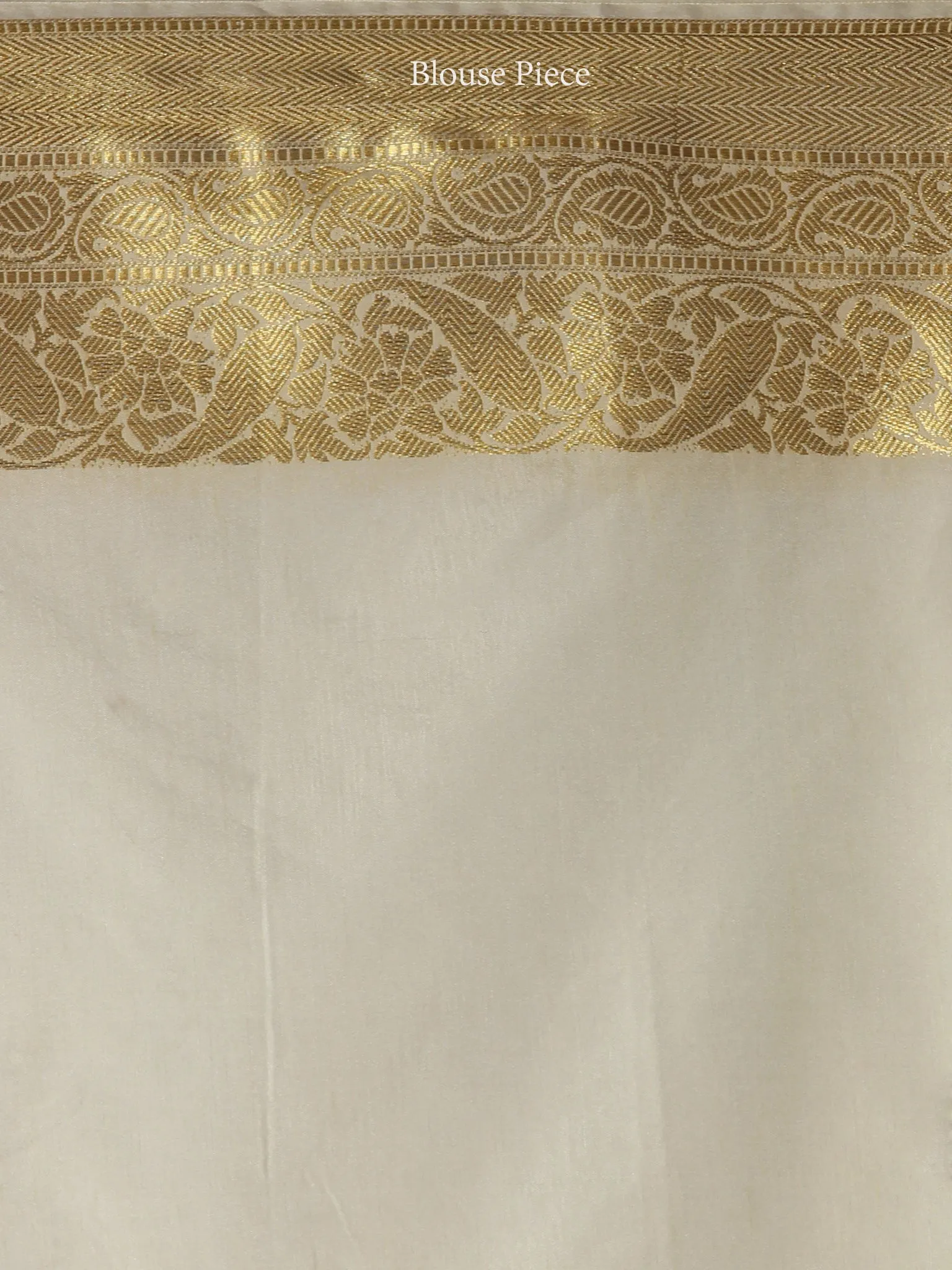 Banarasee Semi Silk Saree With Zari Work - Ivory & Gold - S031704396