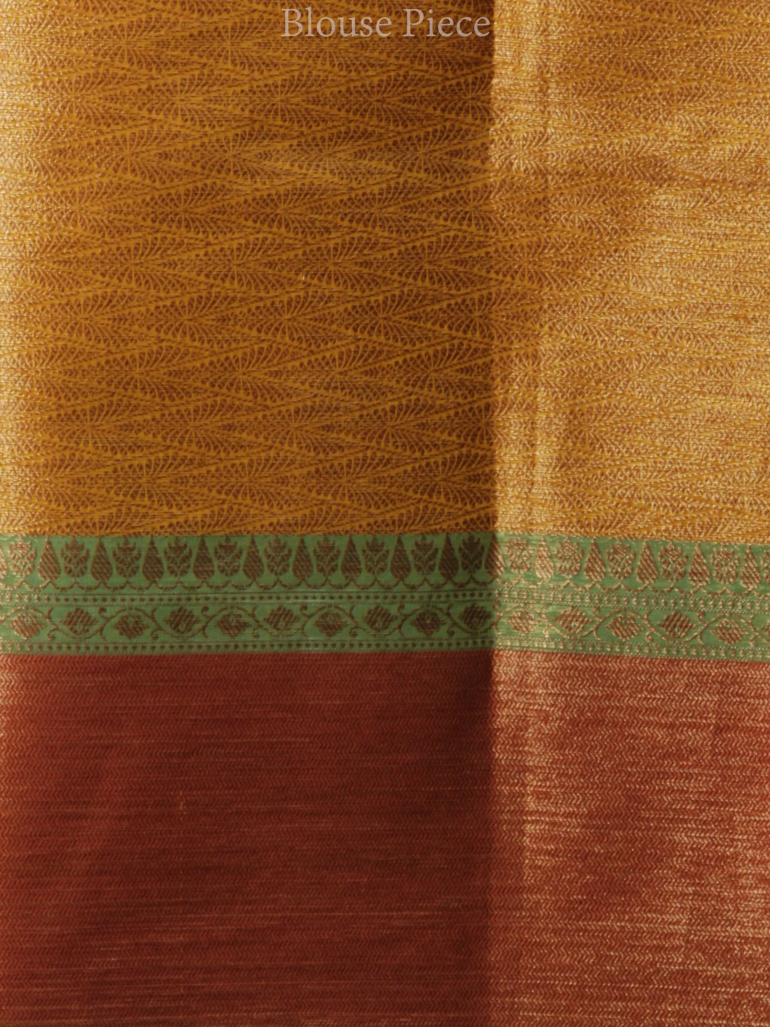 Banarasee Tissue Saree With Zari Work - Yellow Rust Copper Green - S031704313