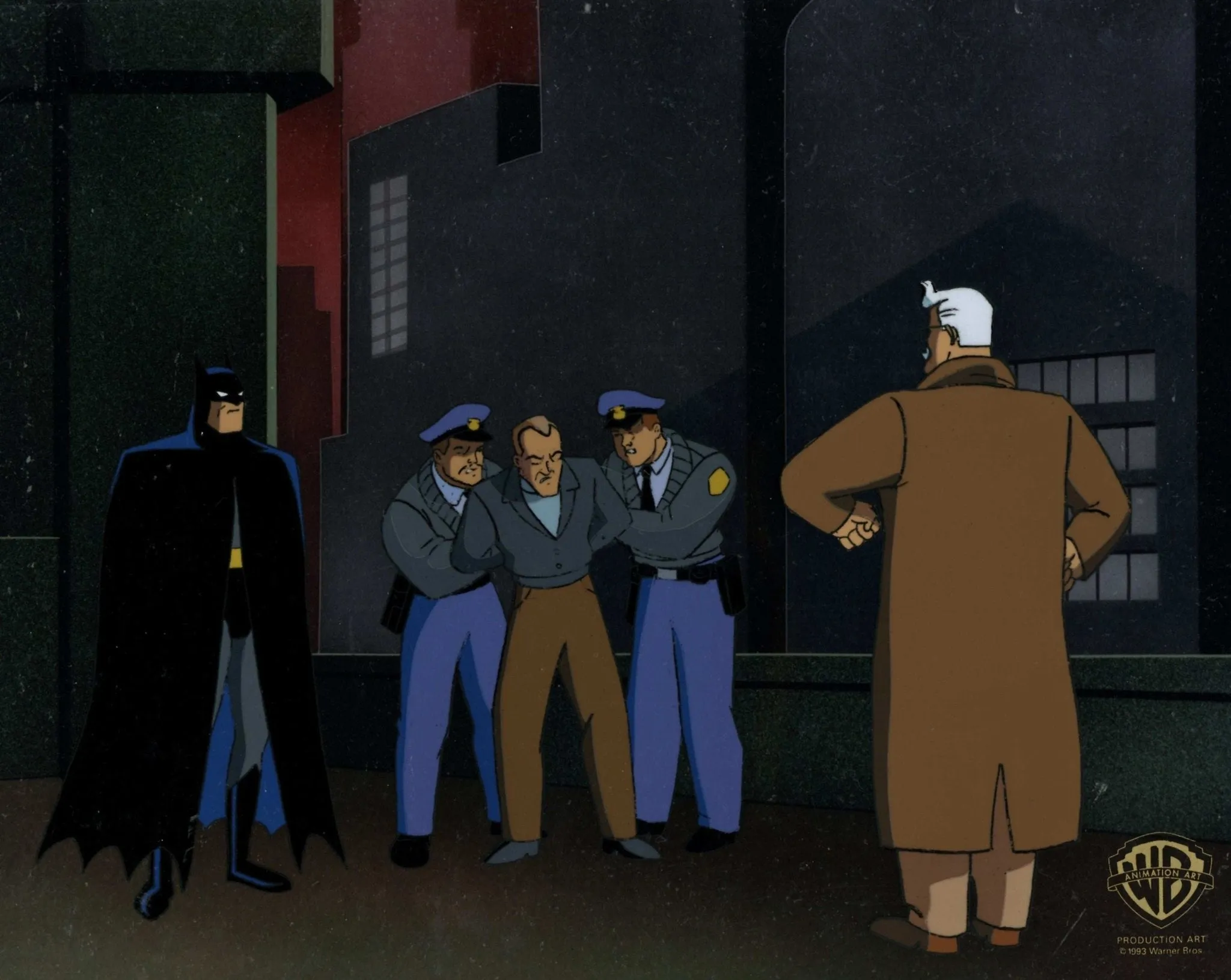 Batman The Animated Series Original Production Cel:  Batman, Gordon, and Wormwood