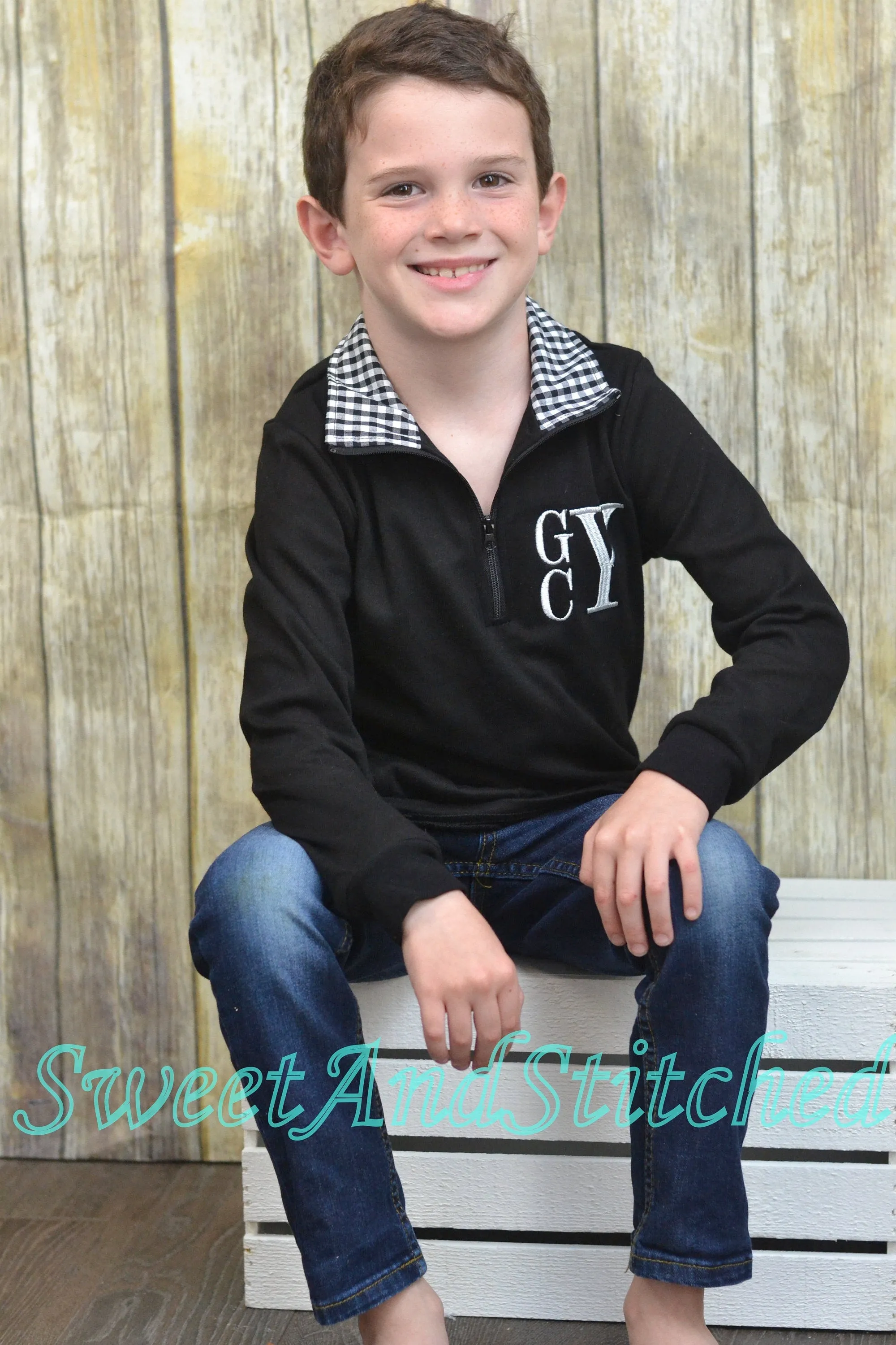 Boys Monogrammed sweatshirt, pullover, or quarter zip jacket, monogrammed toddler jacket, boys fall monogram sweatshirt