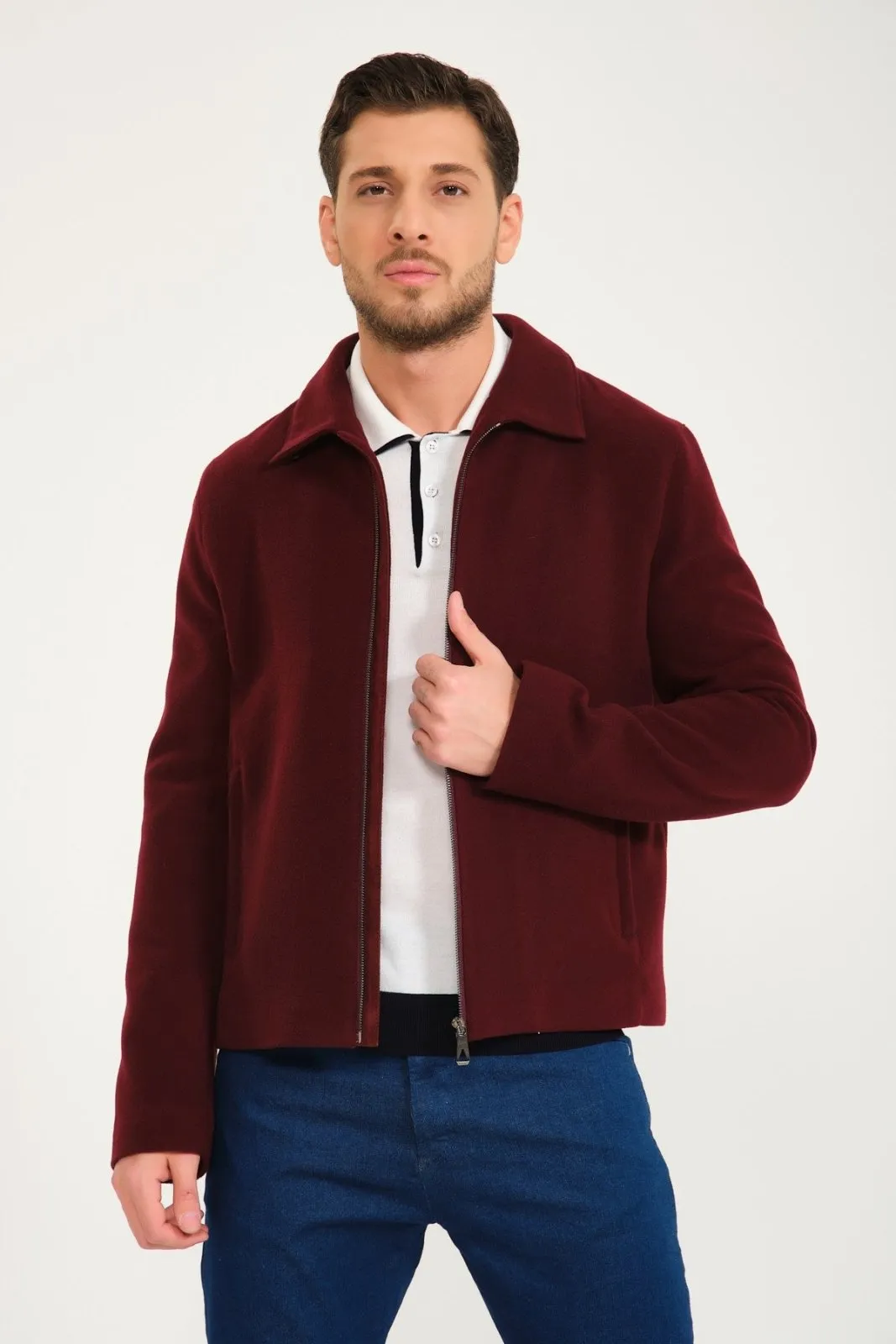 Burgundy Wool & Mink Fur Coat