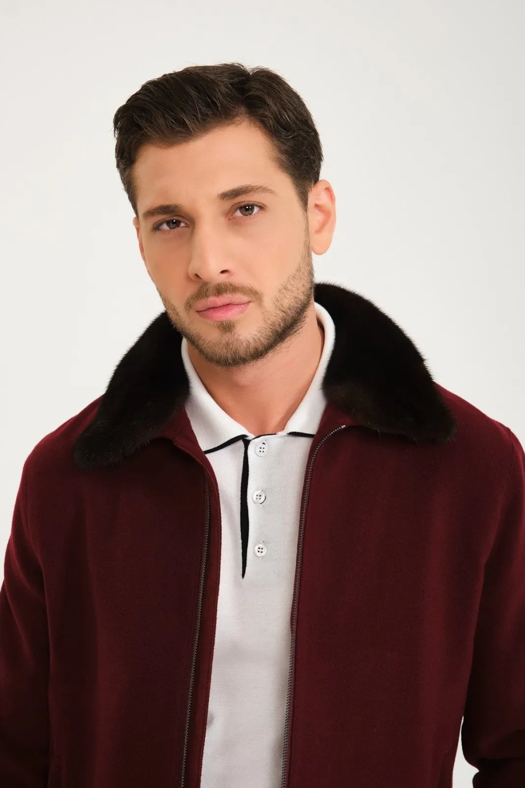 Burgundy Wool & Mink Fur Coat