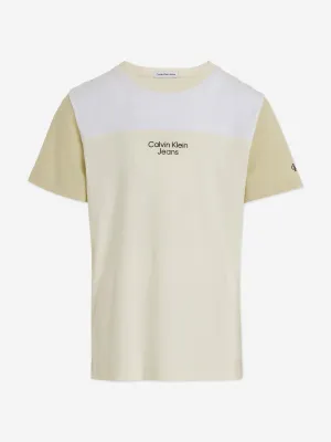 Calvin Klein Boys Colourblock T-Shirt in Beige