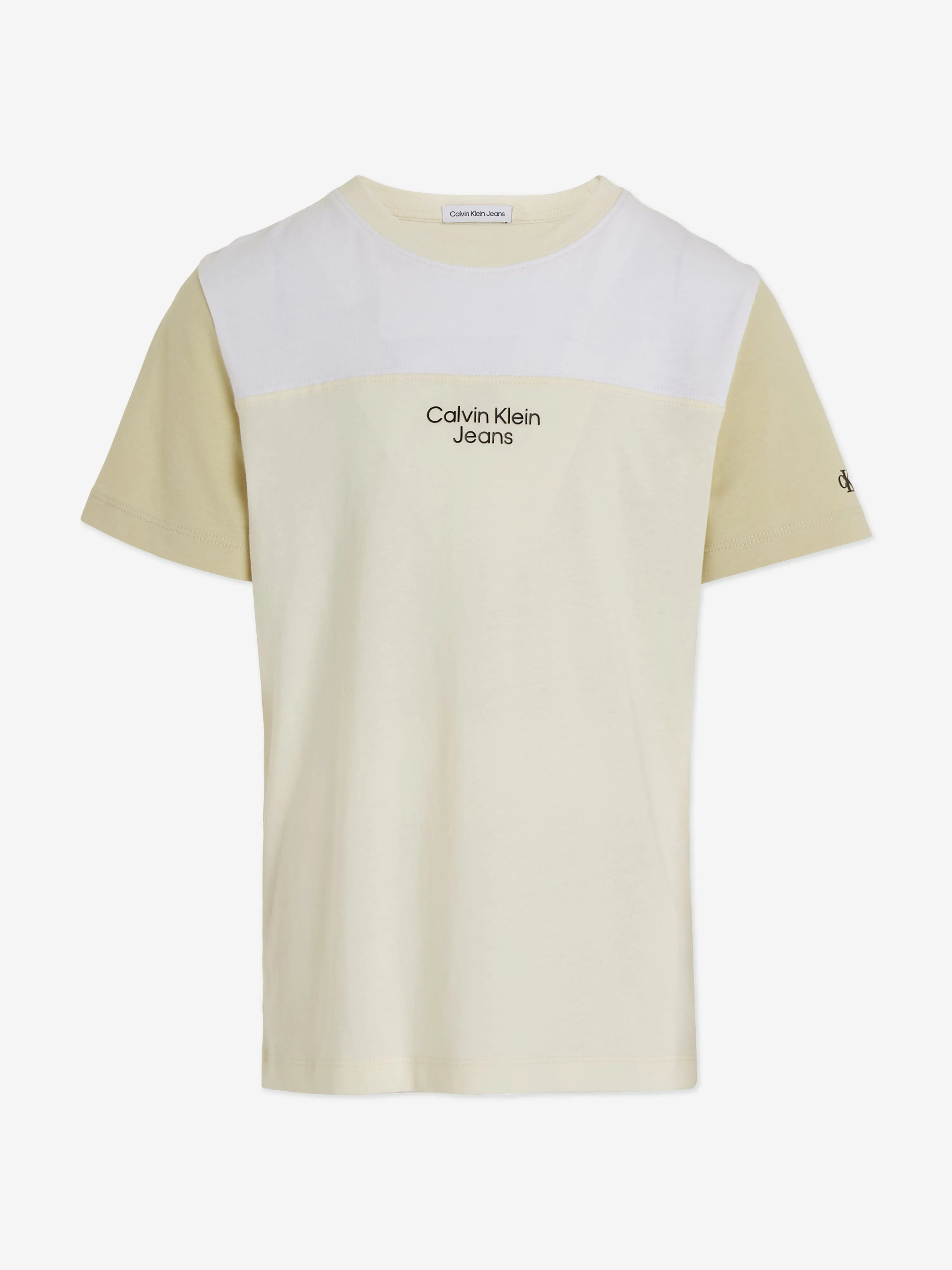 Calvin Klein Boys Colourblock T-Shirt in Beige