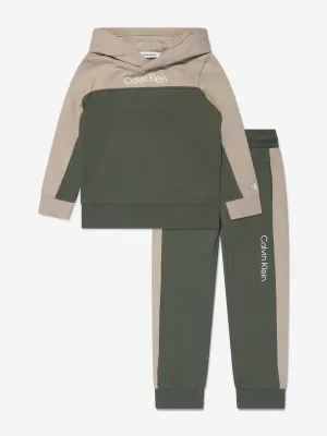 Calvin Klein Boys Colourblock Tracksuit in Green