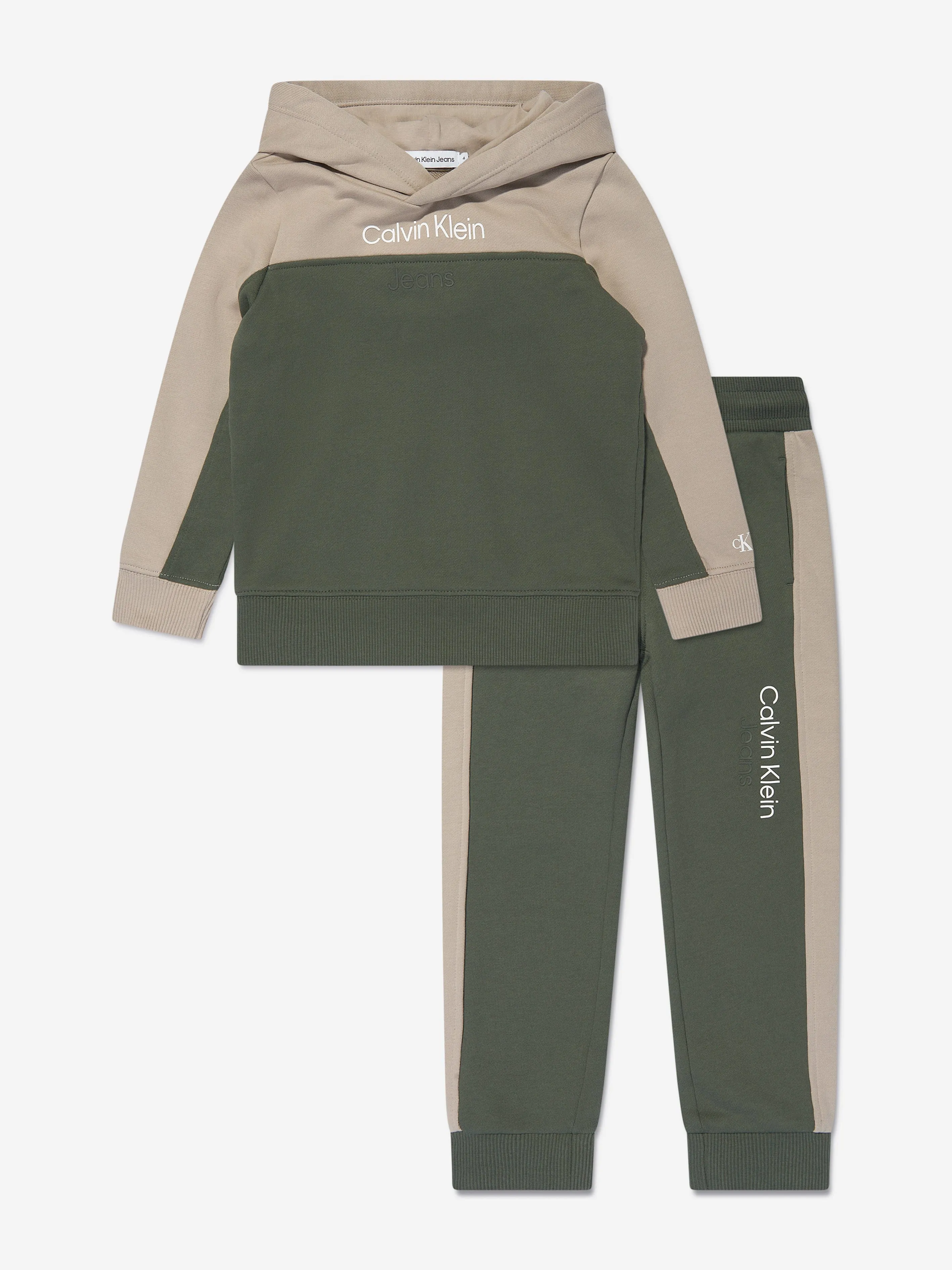 Calvin Klein Boys Colourblock Tracksuit in Green