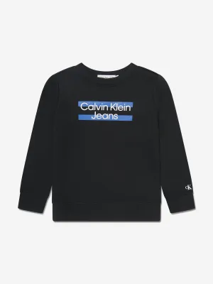 Calvin Klein Boys Maxi Block Logo Sweatshirt in Black