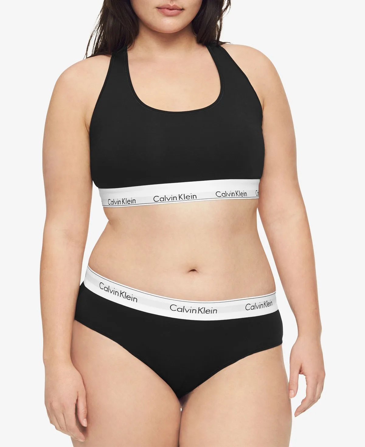 Calvin Klein Contemporary Plus Size Cotton Hipster Logo Lingerie QF5118 ,  black