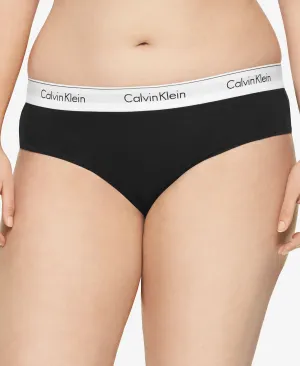 Calvin Klein Contemporary Plus Size Cotton Hipster Logo Lingerie QF5118 ,  black