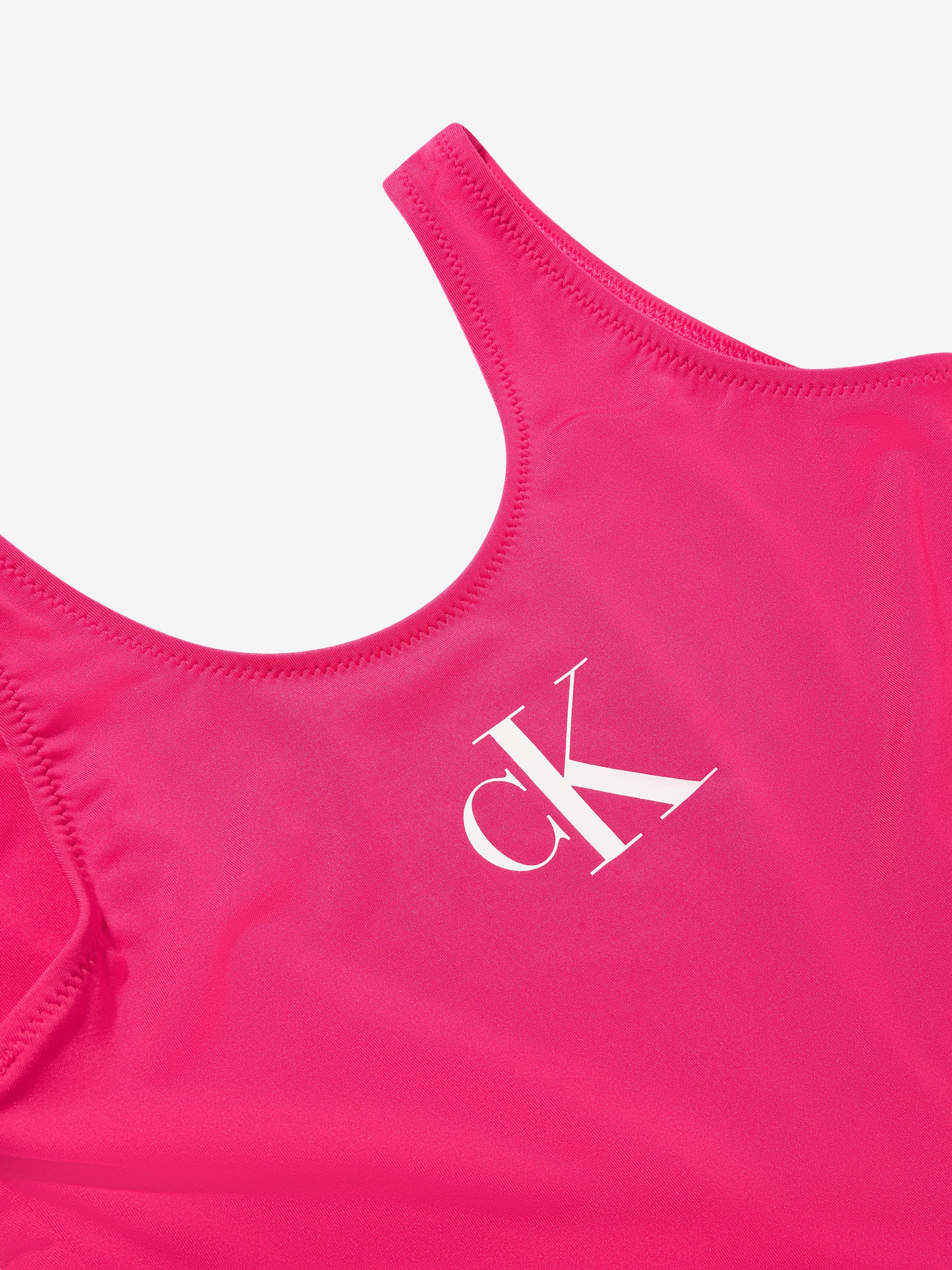 Calvin Klein Girls Logo Swimming Costume in Pink