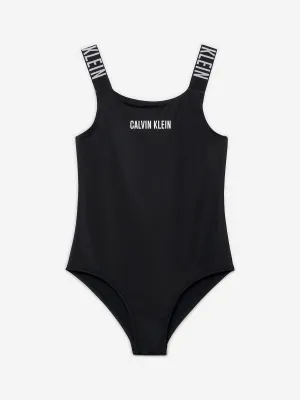 Calvin Klein Girls Logo Swimsuit in Black