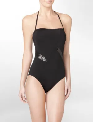 CALVIN KLEIN Sequined One-Piece Bandeau (2 Colors)