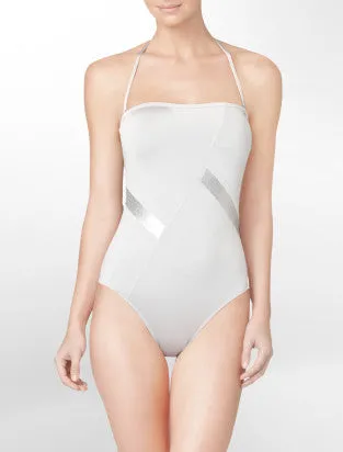 CALVIN KLEIN Sequined One-Piece Bandeau (2 Colors)