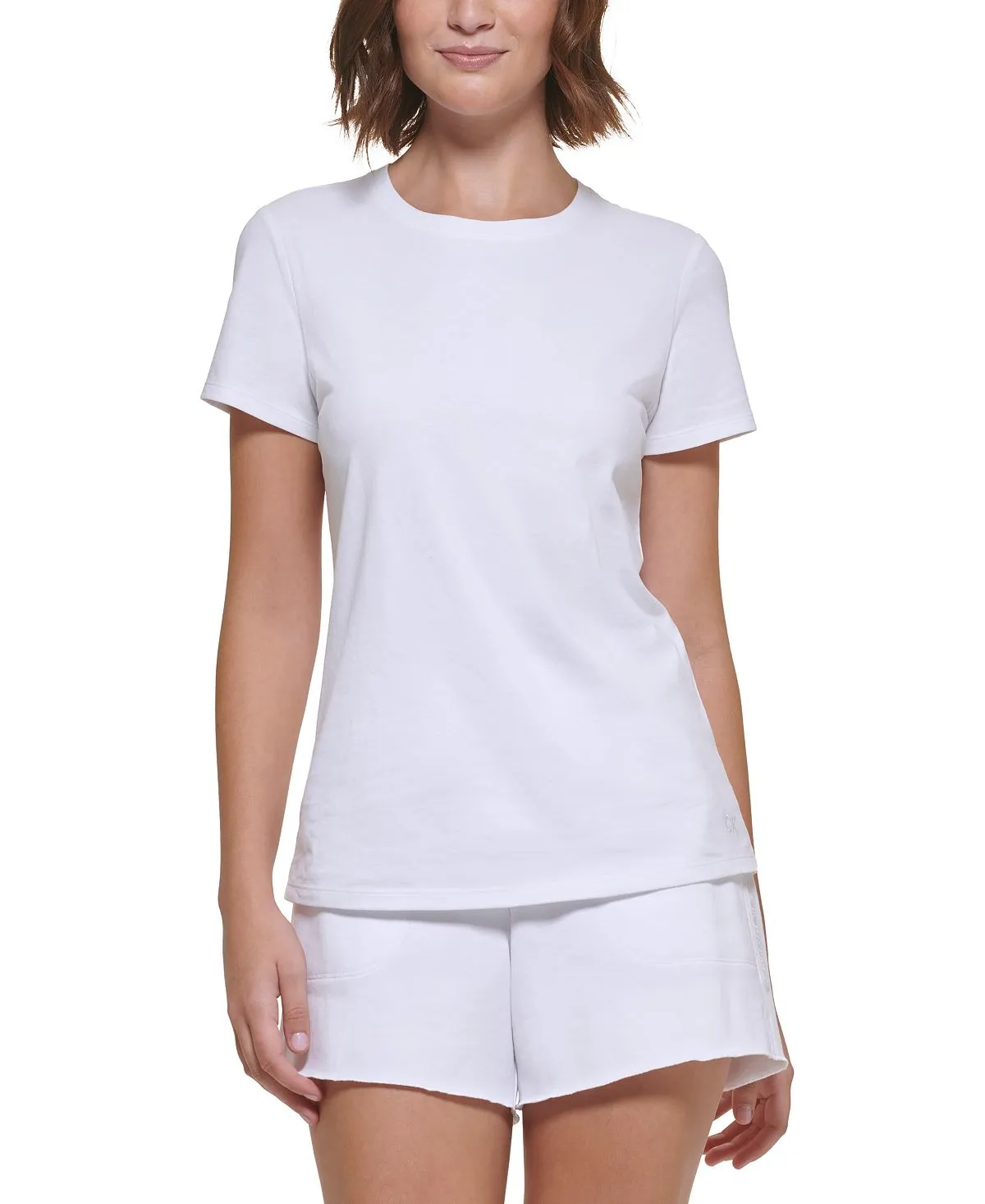 Calvin Klein Women's Short Sleeve Crew Neck Cotton T-Shirt, White