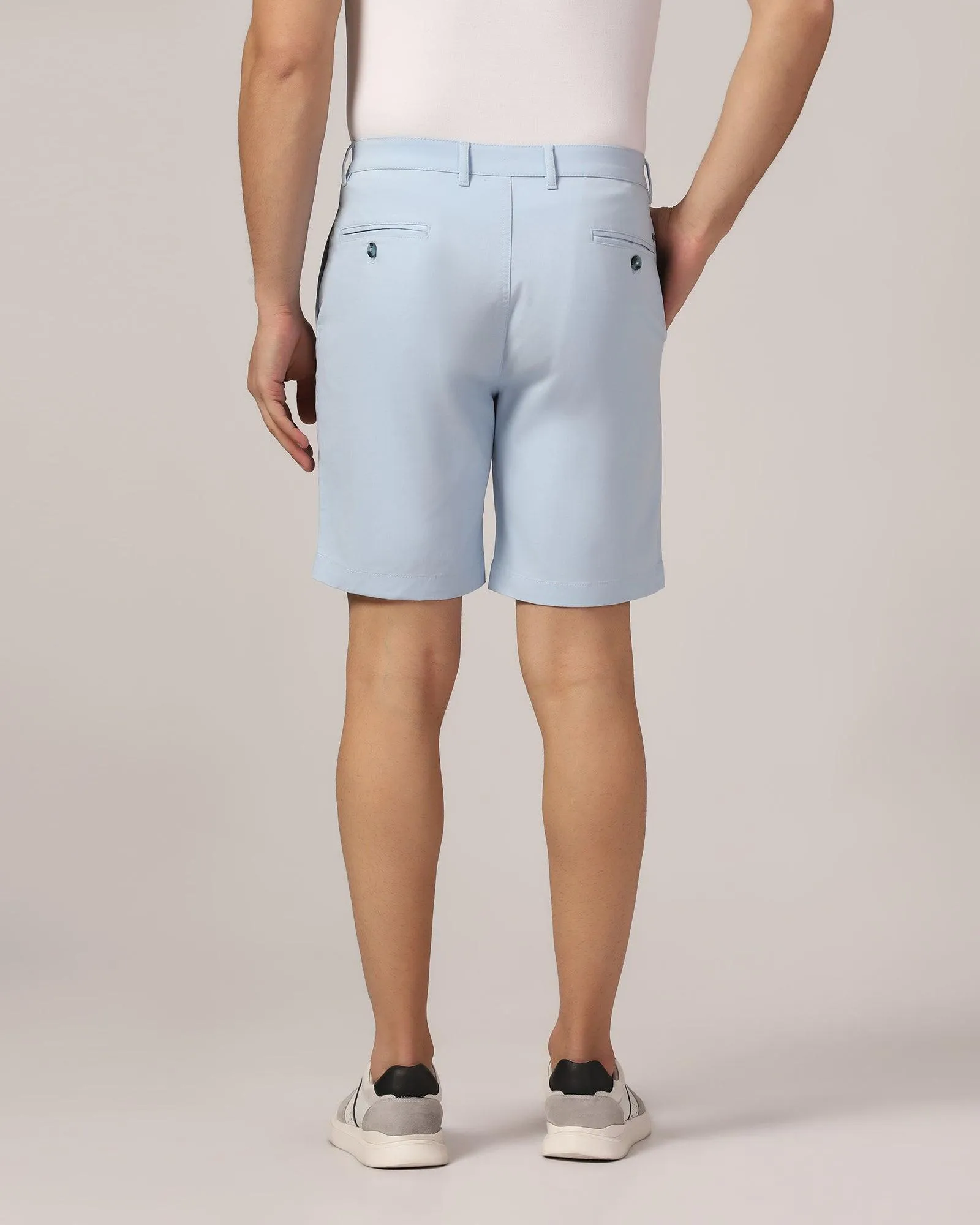 Casual Light Blue Solid Shorts - Frank