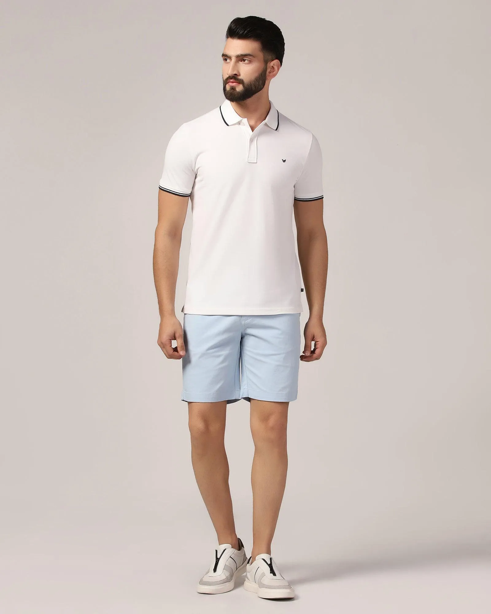 Casual Light Blue Solid Shorts - Frank