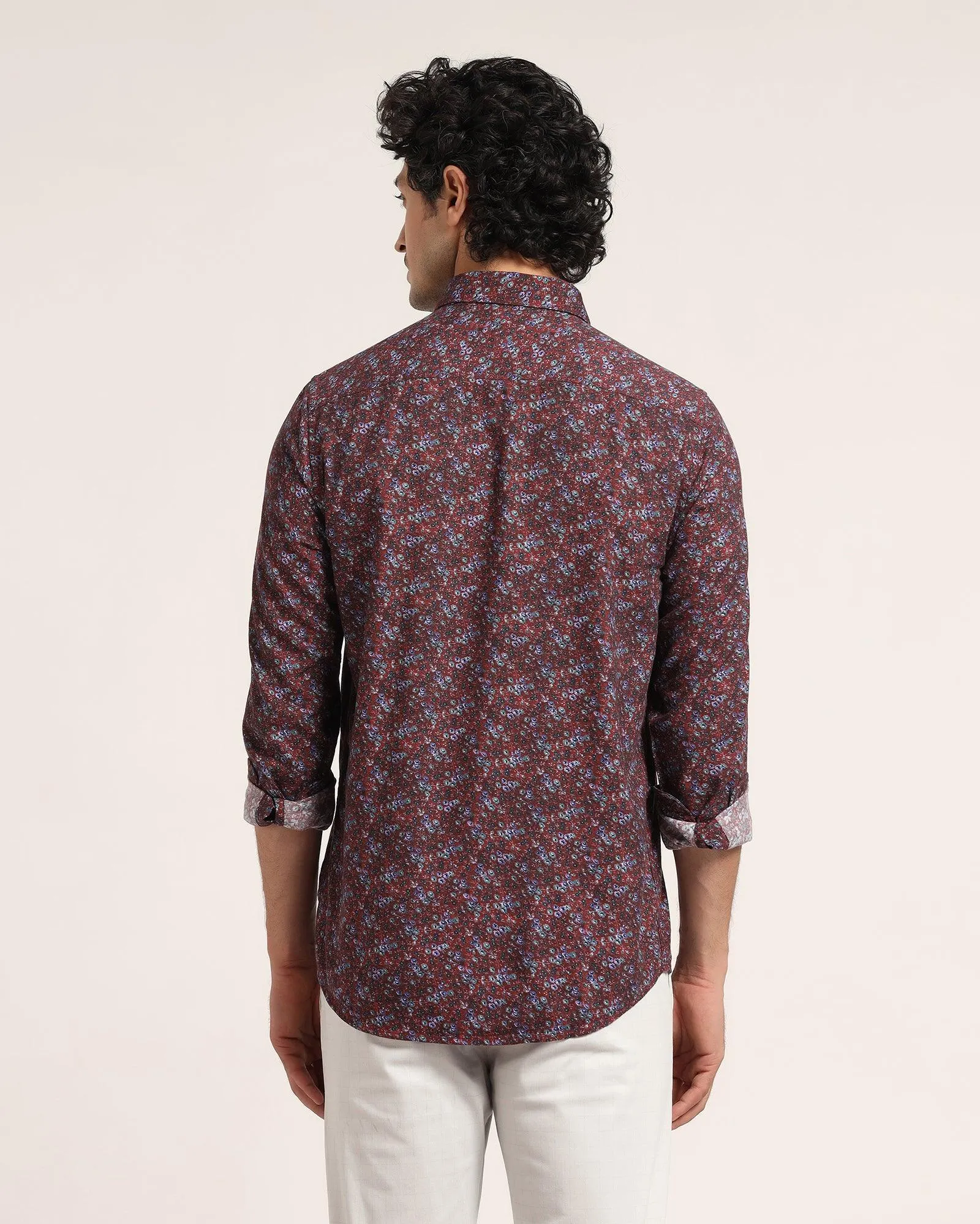 Casual Maroon Printed Shirt - Flam