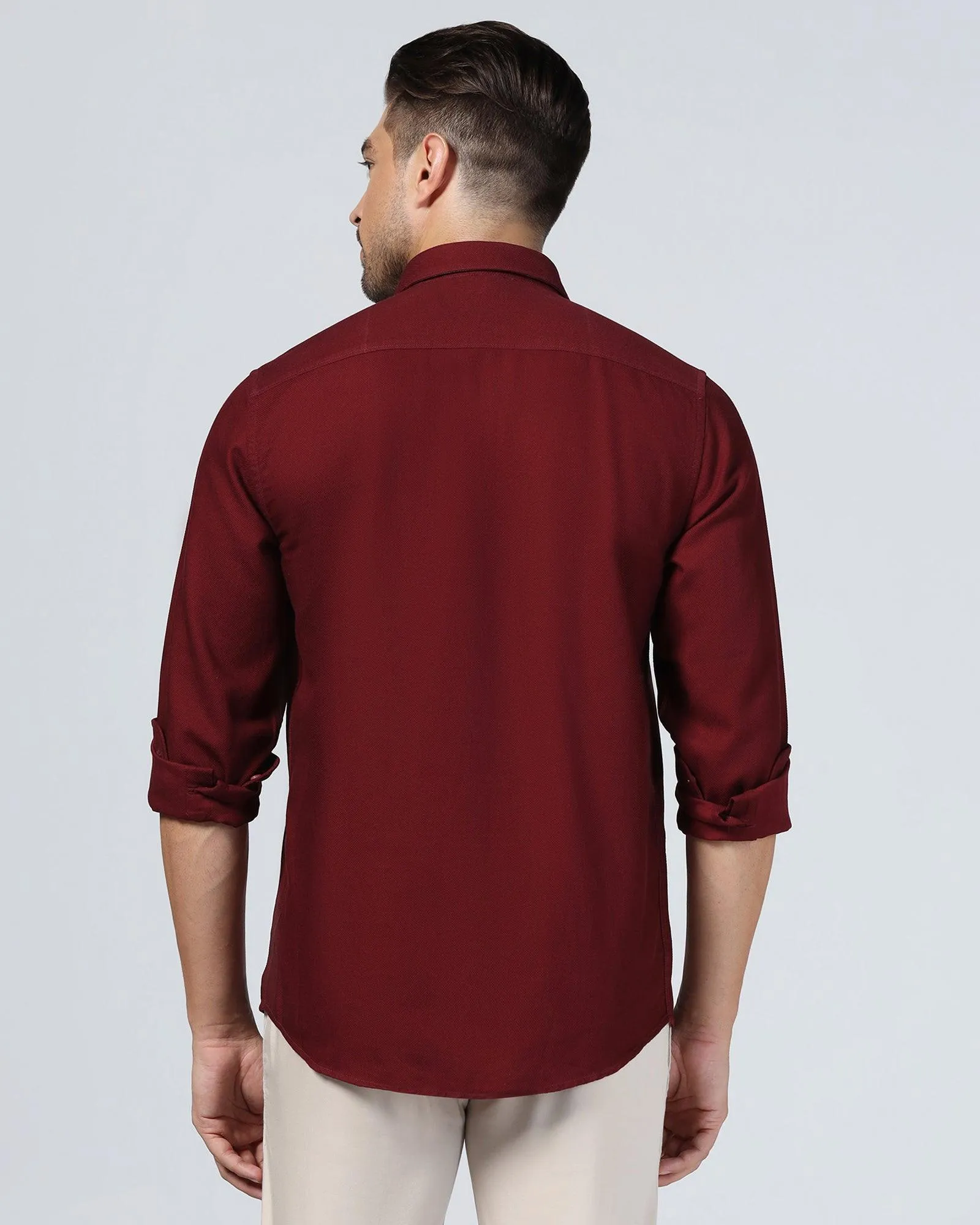 Casual Wine Textured Shirt - Caty