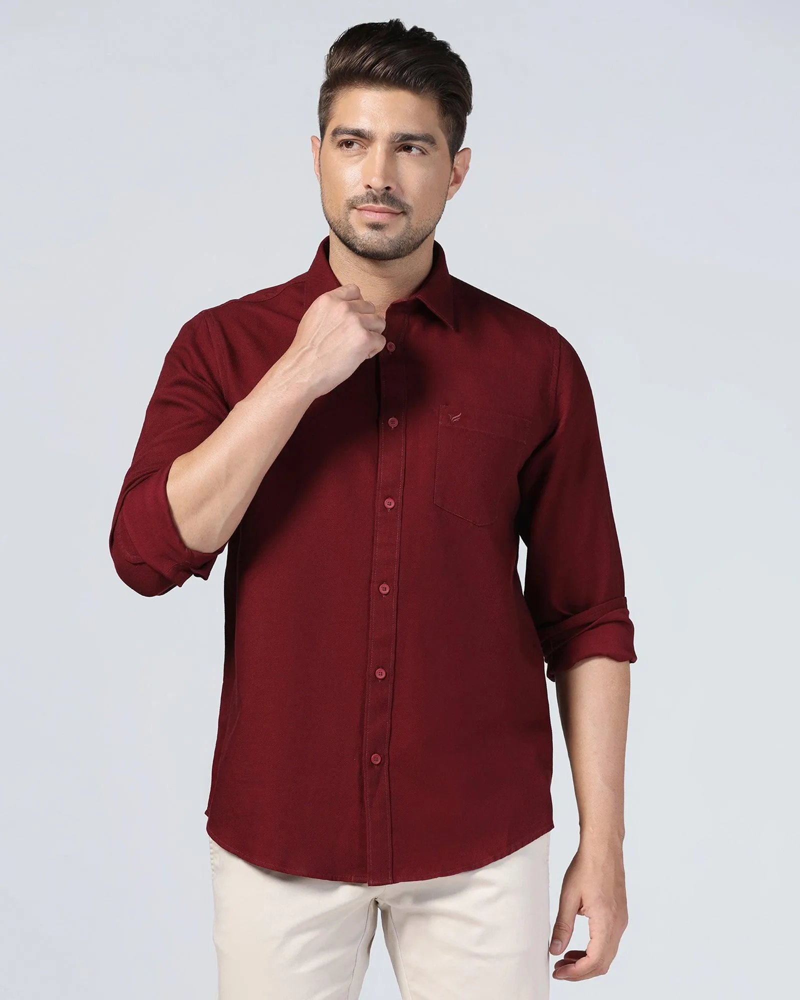 Casual Wine Textured Shirt - Caty