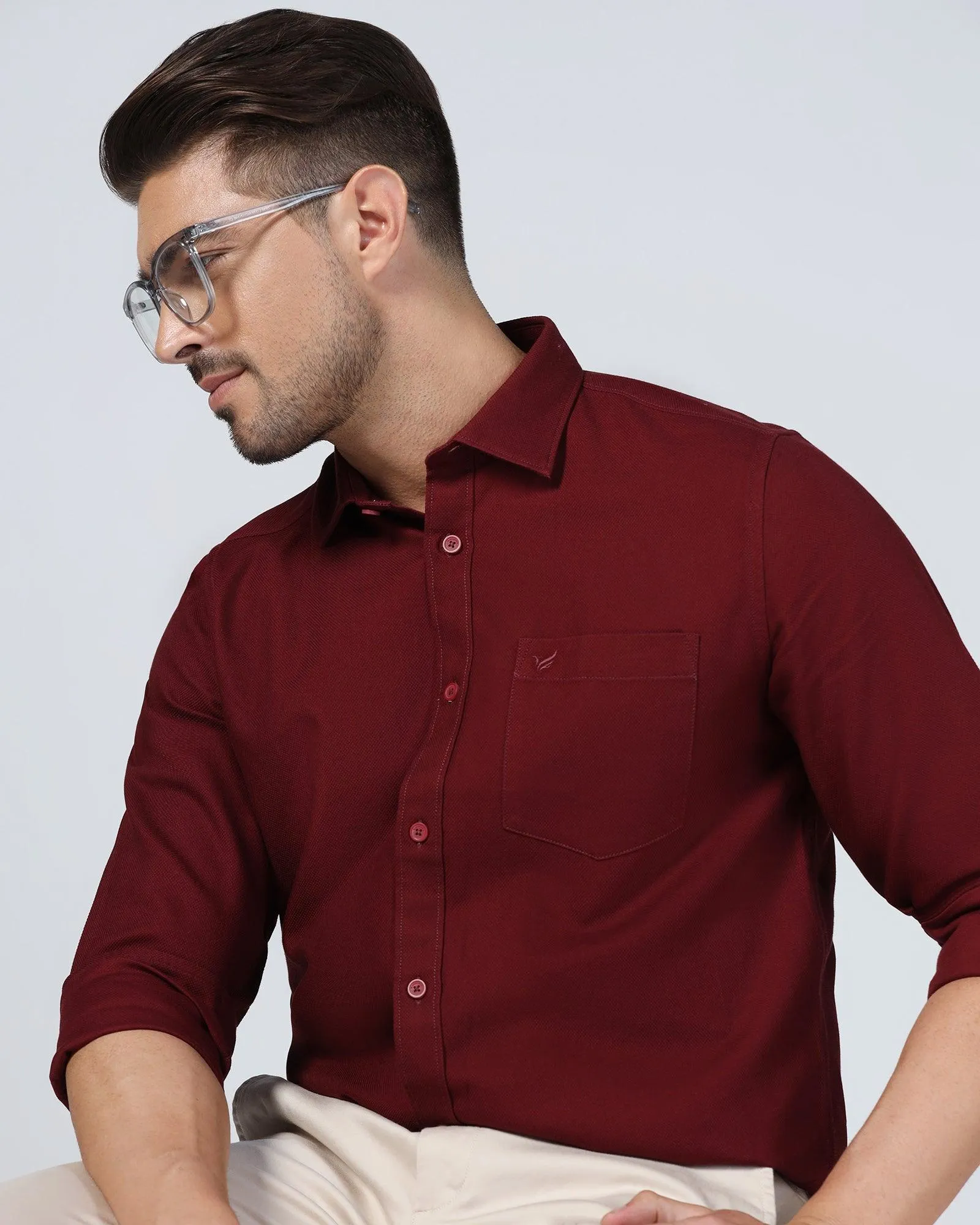 Casual Wine Textured Shirt - Caty