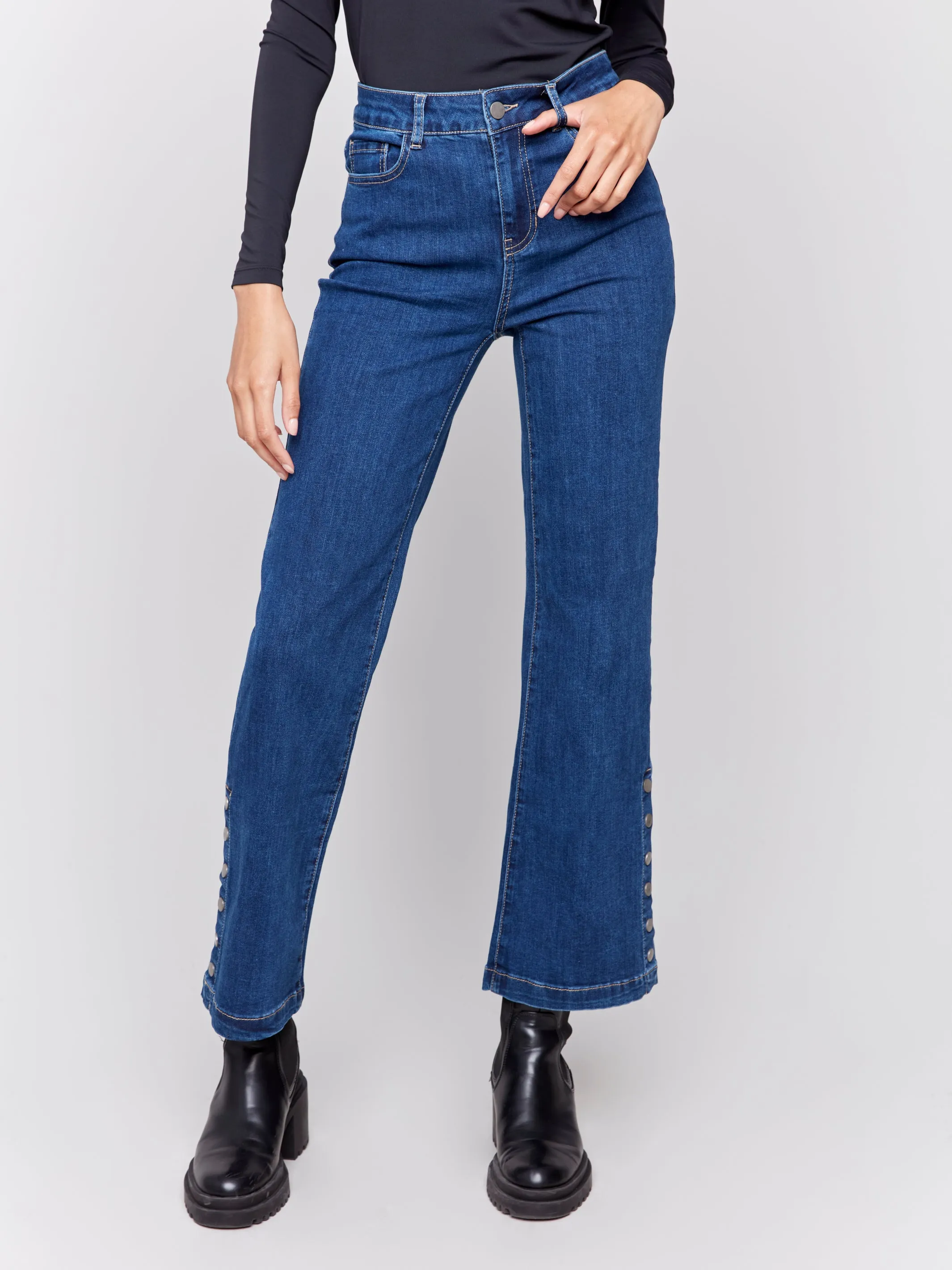 Charlie B Flare Button Leg Jeans