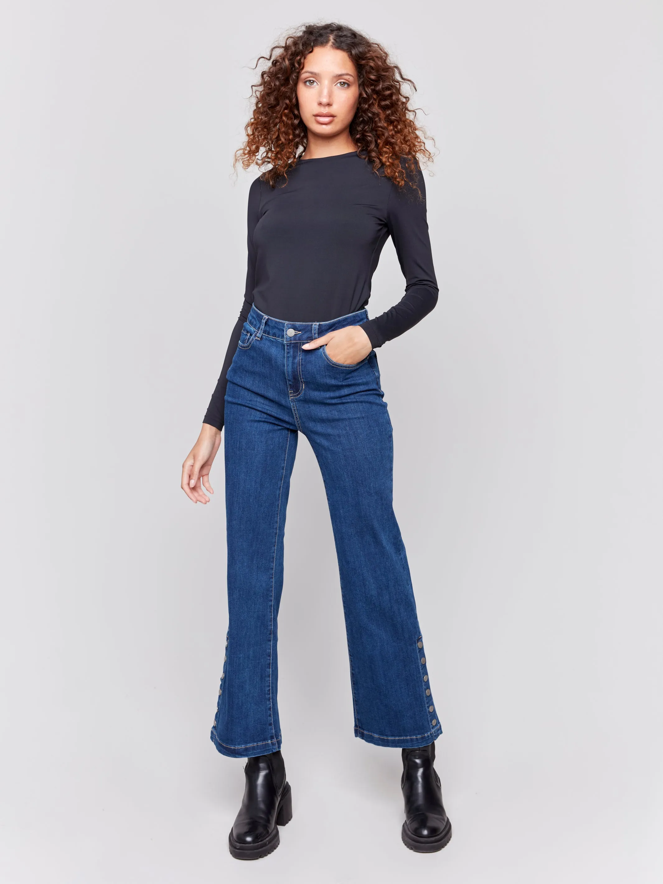 Charlie B Flare Button Leg Jeans