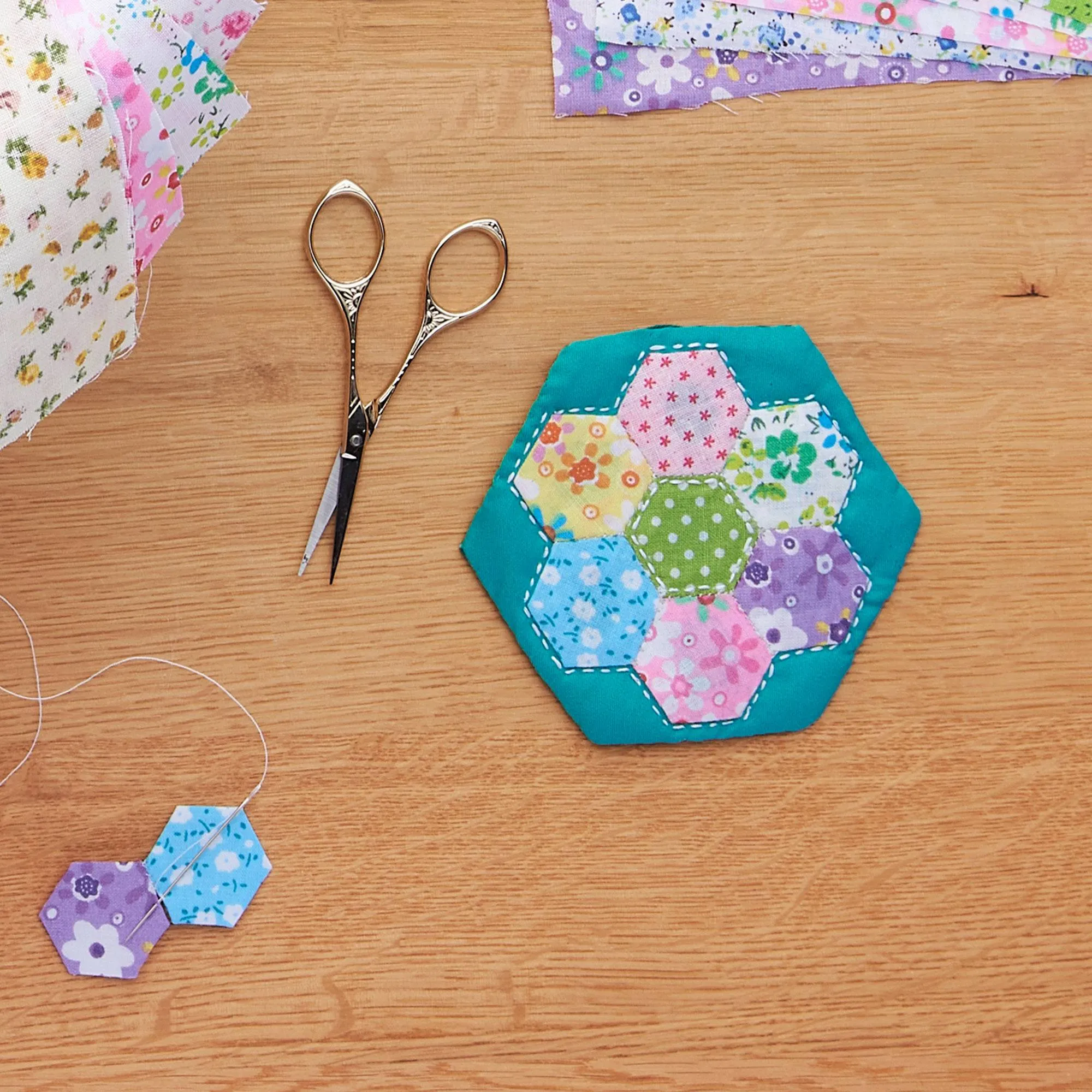 Coats & Clark Sewing Paper Pieced Hexagon Coaster