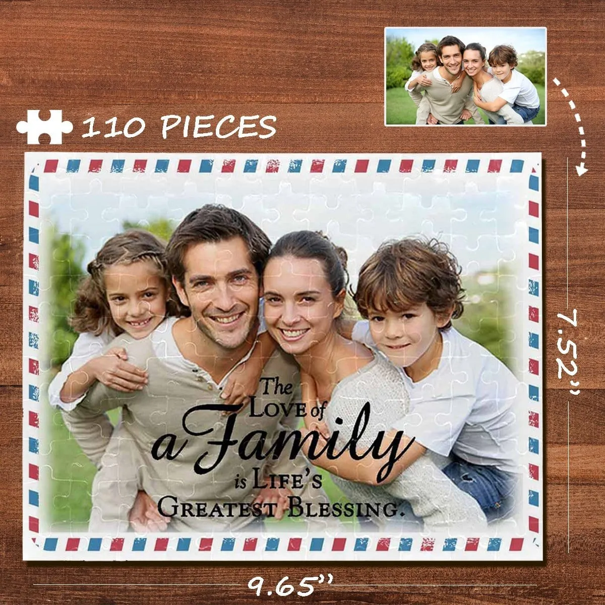 Custom Photo Family Envelope Rectangle Jigsaw Puzzle Best Indoor Gifts 110 Pieces