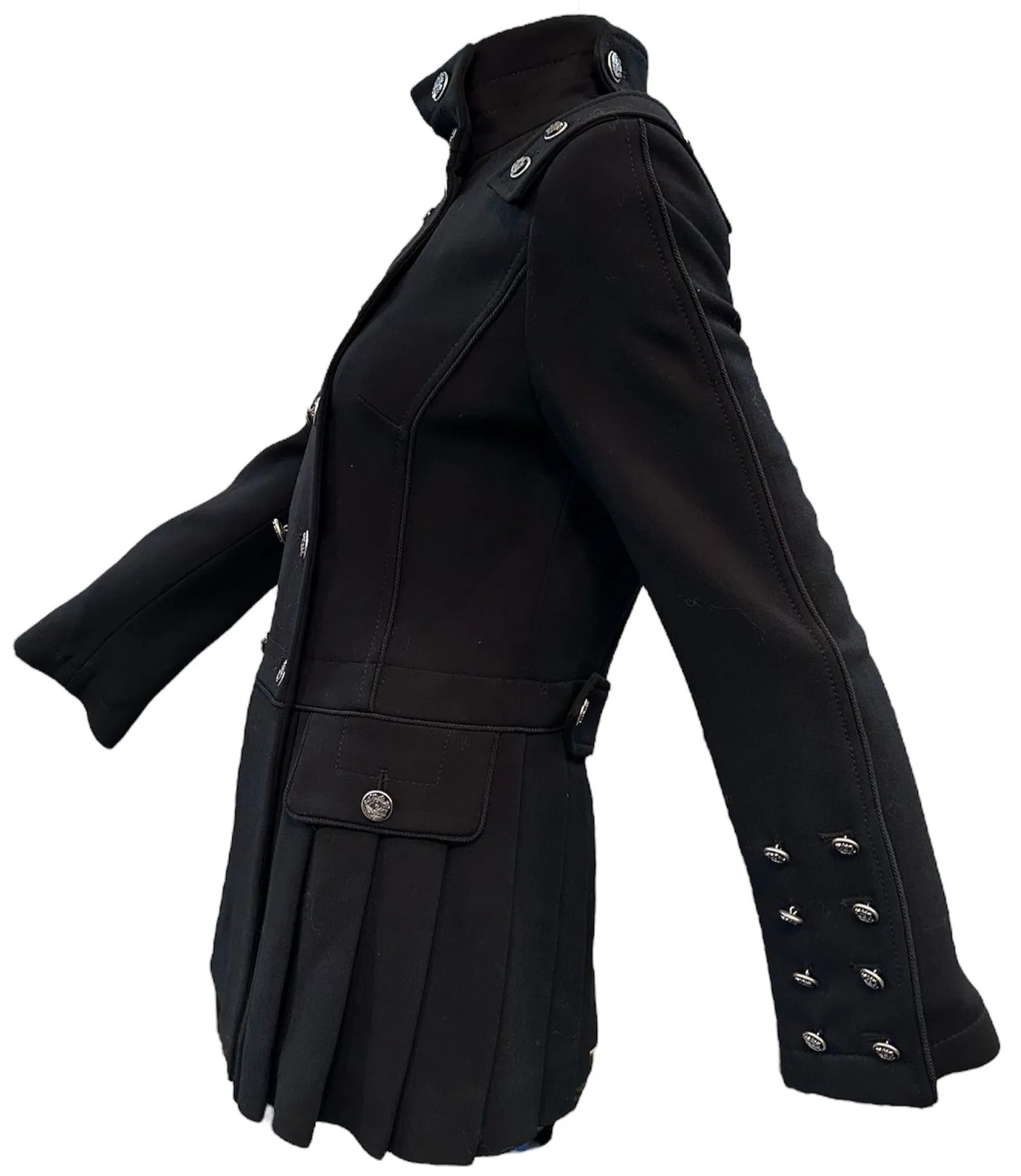 Dolce and Gabbana 2000s Dramatic Black Wool Military Inspired Coat