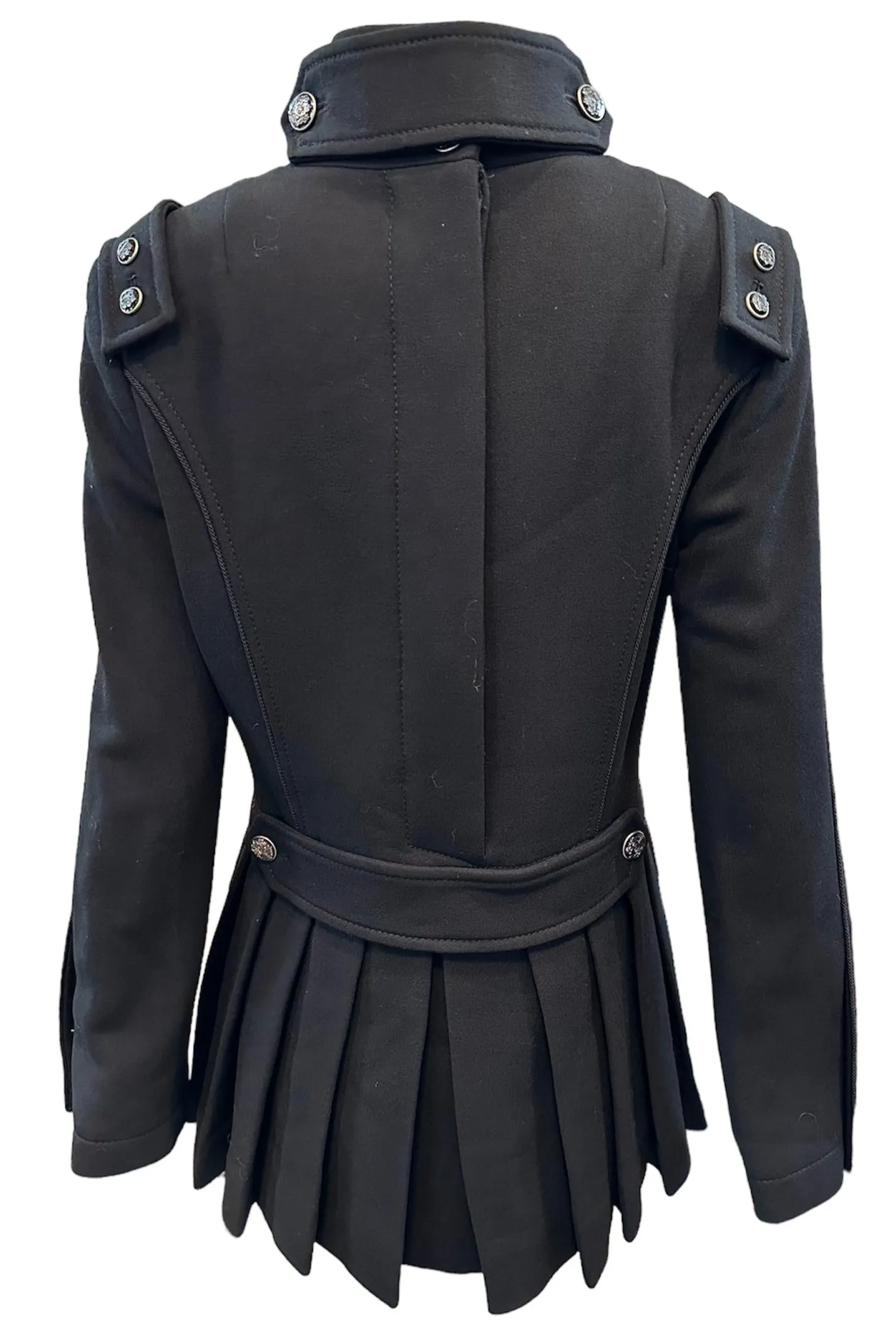 Dolce and Gabbana 2000s Dramatic Black Wool Military Inspired Coat