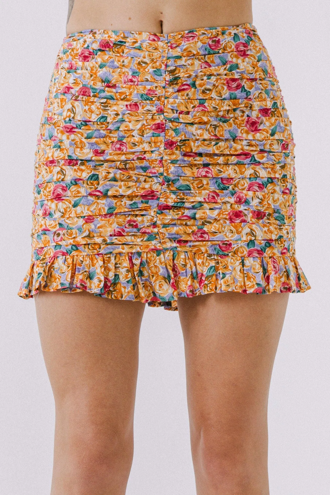 Endless Rose - Floral Ruched Detail Mini Skirt