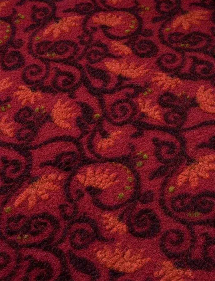 FLOWERWALK RED ~ Felted Wool fabric