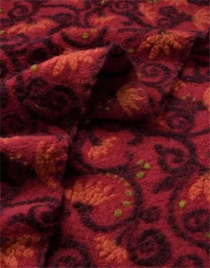 FLOWERWALK RED ~ Felted Wool fabric