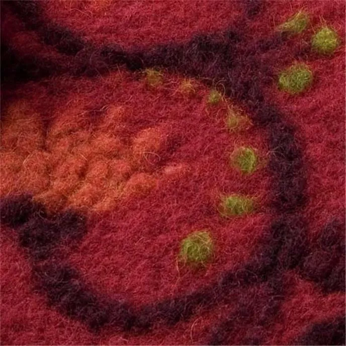 FLOWERWALK RED ~ Felted Wool fabric