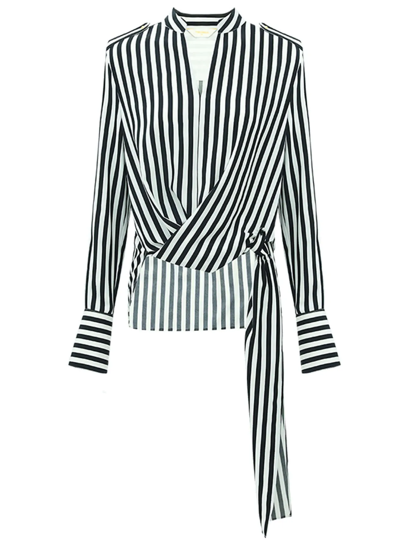 Flowy Vertical Stripe Shirt with a Side Belt