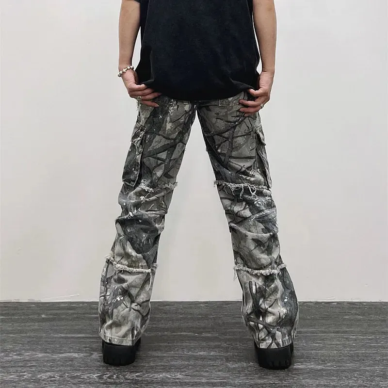 Flytonntore-Streetwear Men Outfits Tomboy Fits -Men Fall Outfits Outwear Streetwear y2k 90s Fashion 2023 Overalls Camouflage Y2K Fashion Baggy Flare Jeans Cargo Pants Men Clothing Straight Women Wide Leg Long Trousers Pantalones