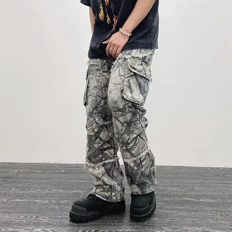 Flytonntore-Streetwear Men Outfits Tomboy Fits -Men Fall Outfits Outwear Streetwear y2k 90s Fashion 2023 Overalls Camouflage Y2K Fashion Baggy Flare Jeans Cargo Pants Men Clothing Straight Women Wide Leg Long Trousers Pantalones