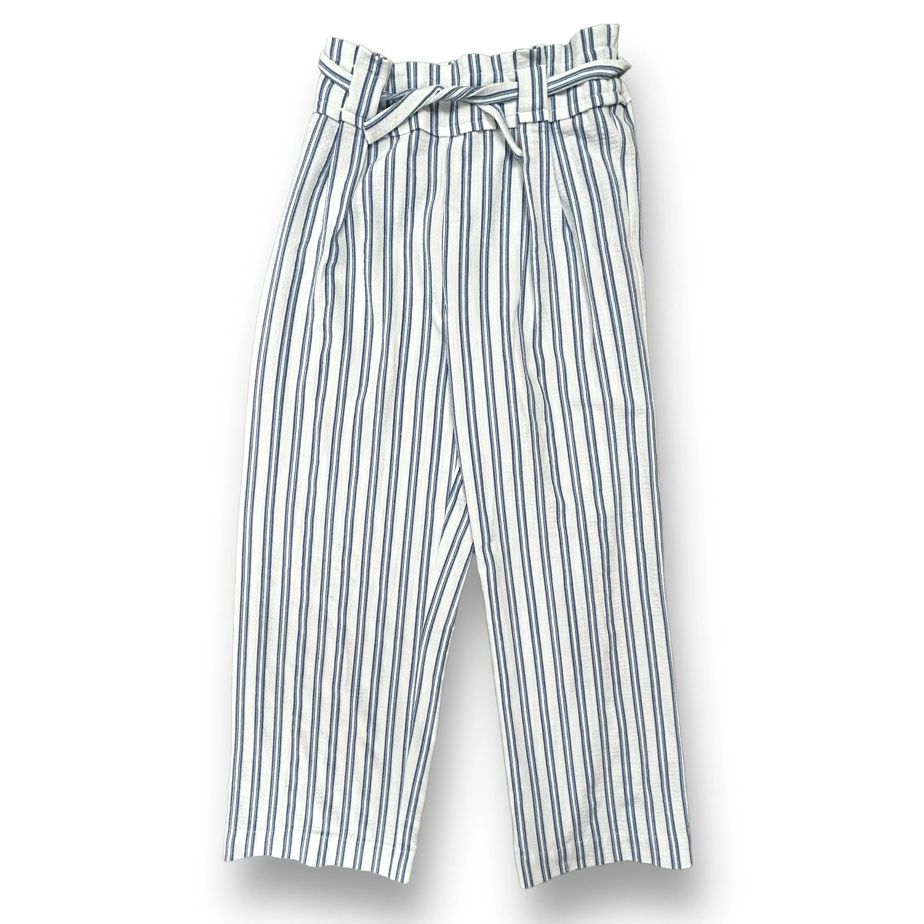 Girls Zara Size 11/12 Blue & White Striped Wide Leg Boho Bottoms