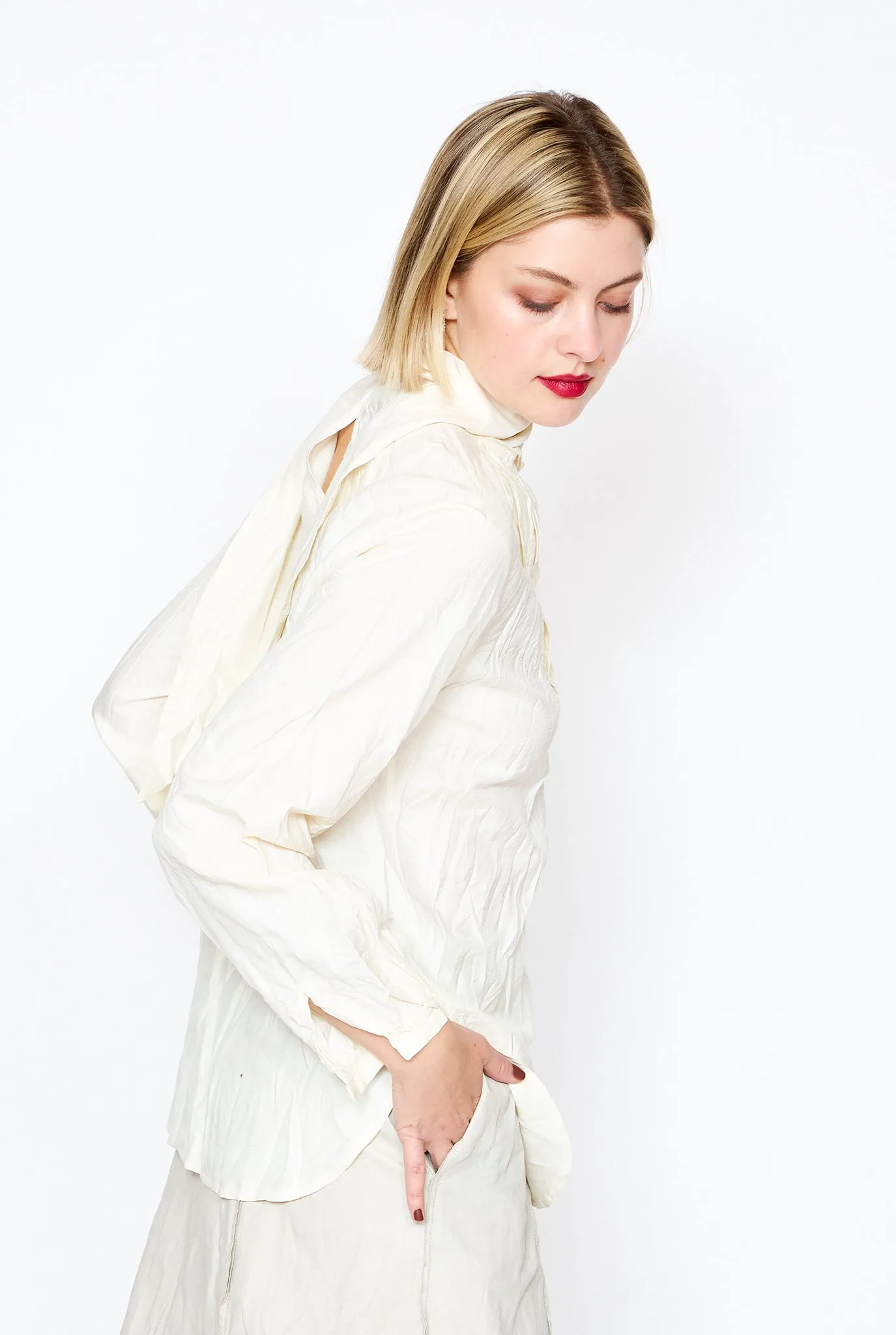 HAZEL BROWN Tattered Yoke Blouse