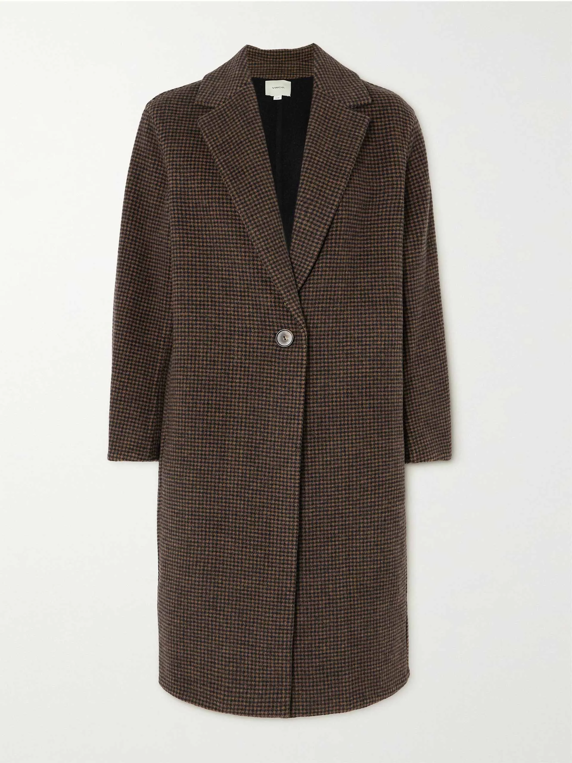 Houndstooth recycled wool-blend coat