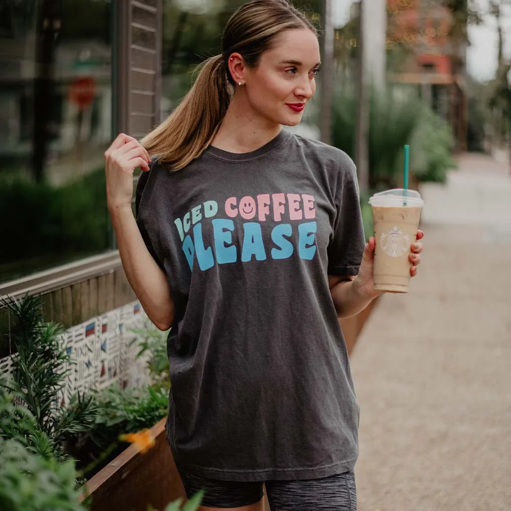 Iced Coffee Please Cute Funny Wholesale Graphic Tee